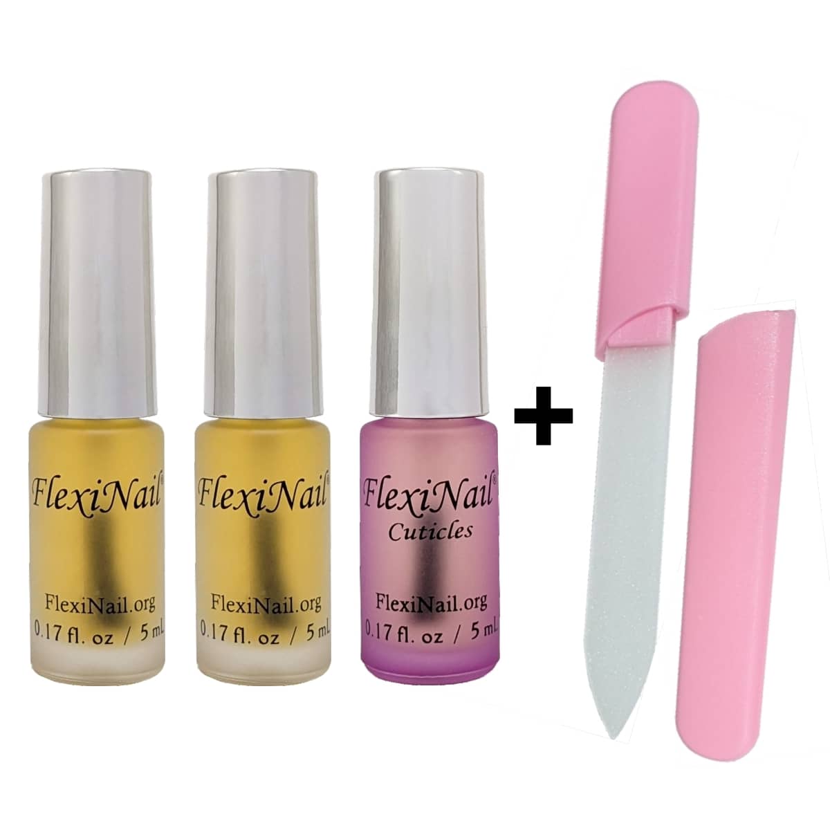 FlexiNail and FlexiNail for cuticles with a FREE glass nail file